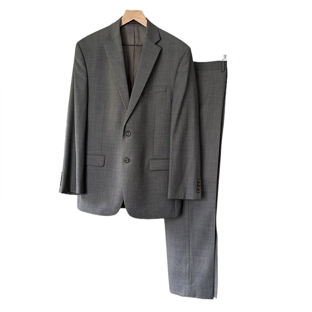 Lauren Ralph Lauren grey two piece suit two buttoned jacket tapered leg 40R 36”